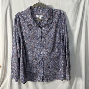 CJ Banks Blue Floral Top